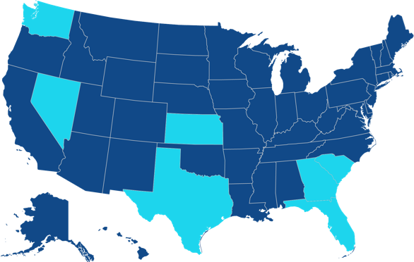 Map of U.S. states Acceleration Academies has locations in.